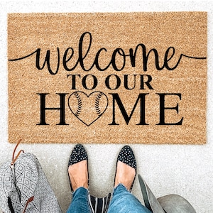 Baseball Welcome Mat: Personalized Coir Doormat for Baseball Family