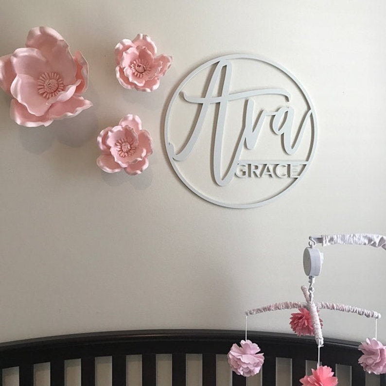 custom baby name sign, Round baby name sign, nursery sign, nursery artwork, custom name sign, round name sign, custom cut out, baby shower White