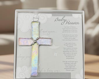 memorial gift for miscarriage or loss of a baby/infant, glass cross ornament