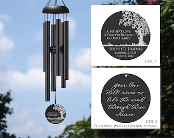 Personalized memorial chimes - father - sympathy gift for loss of parent, customizable memorial gift for loss of dad, deep sounding chimes
