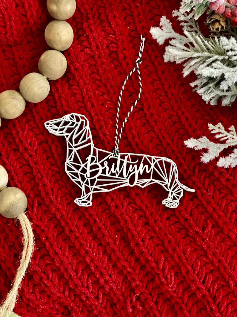 dachshund ornament, customized dachshund ornament, wiener dog ornament, dachshund gift, christmas ornament, personalized ornament, dog lover image 1