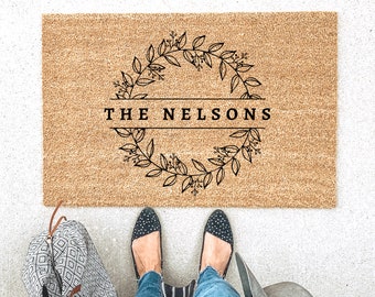 Modern Doormat Welcome Mat,Custom Door mat Housewarming Gift Wedding Gift Gift for couples Anniversary Gift Personalized Doormat