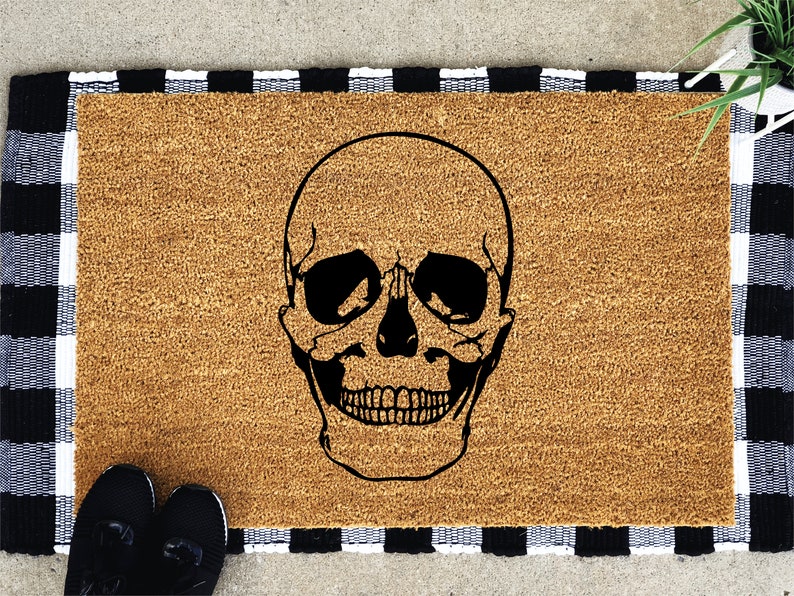 Halloween Doormat With Skull Door Mat Funny Doormat Etsy