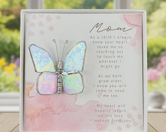 Special Gift for Mom, Mother's Day gift, Glass Butterfly Keepsake for Mom, Sentimental Mother's Gift, Unique mom gift
