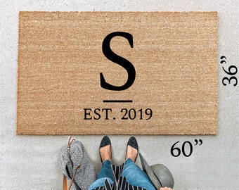 X-Large Personalized Coir Doormat: Double Door Welcome Mat (36"x60")