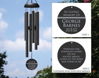 Personalized Memorial Wind Chimes for Father Grandpa Uncle Brother, Masculine Sympathy Gift