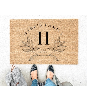 Modern Doormat Welcome Mat,Custom Door mat Housewarming Gift Wedding Gift Gift for couples Anniversary Gift Personalized Doormat