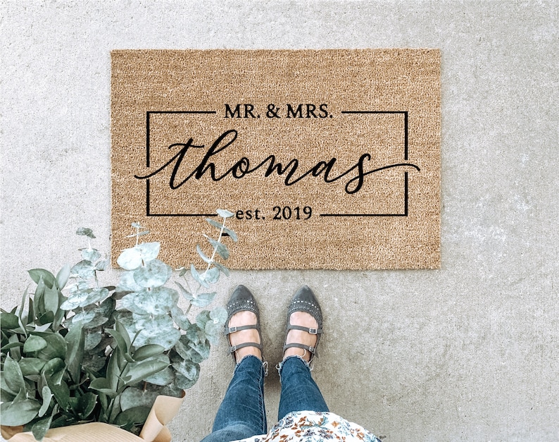 Welcome Mat Custom Doormat Housewarming Gift Wedding Gift Gift for couples Anniversary Gift Personalized Doormat Door Mat