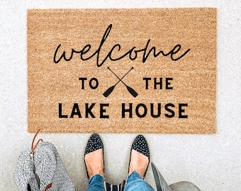 Lake House Doormat: Custom Welcome Mat, Personalized Lake Decor