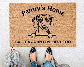 Dachshund Gift, Doormat, Welcome Mat, Dog Lover Gift, Custom Door mat, Housewarming Gift, Wedding Gift Gift for couples,