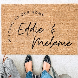 Couples doormat, welcome mat for couple, couples name gift, wedding gift, newlywed gift, housewarming gift