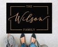 Black Doormat, Black welcome mat, custom last name doormat, personalized doormat, modern black doormat