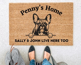 French Bulldog Gift, Doormat, Welcome Mat, Dog Lover Gift, Custom Door mat, Housewarming Gift, Wedding Gift Gift for couples,