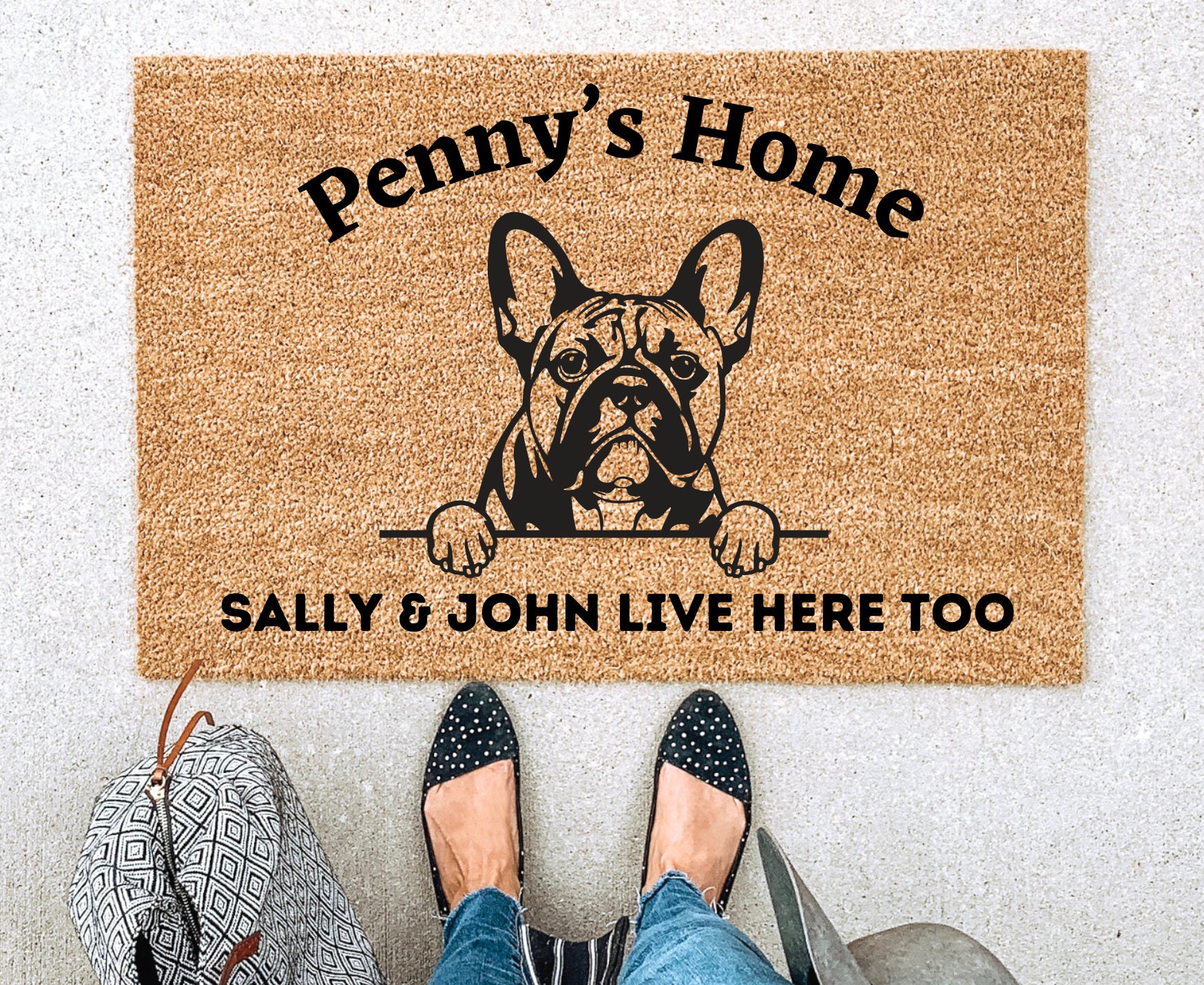 French Bulldog Gift Doormat Welcome Mat Dog Lover Gift Custom Door Mat Housewarming Gift Wedding Gift Gift for Couples Etsy