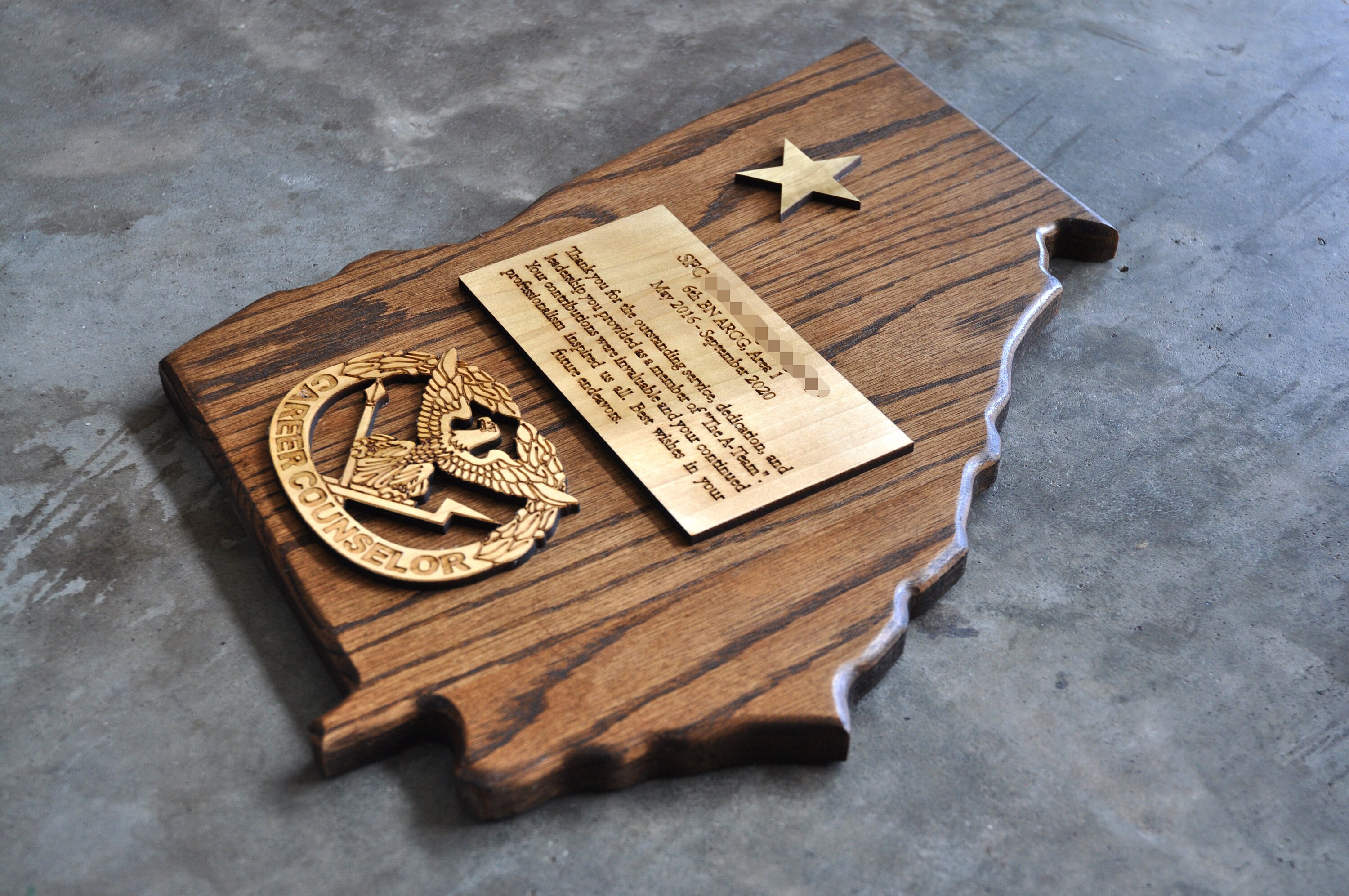 Military Going Away Plaque State/Country Shape Etsy