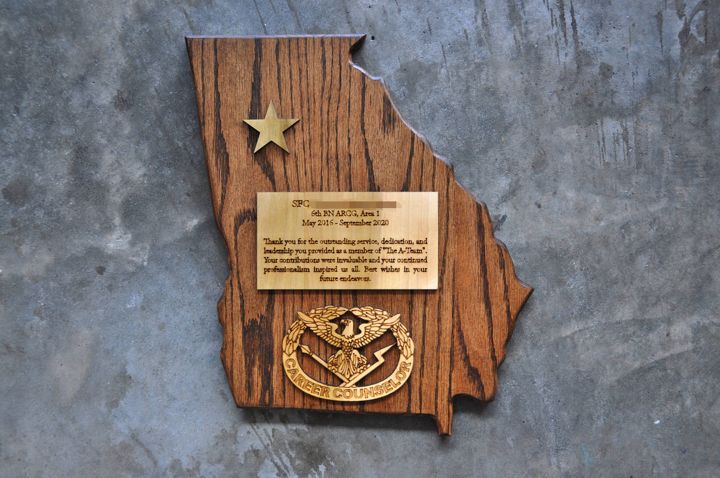 Military Going Away Plaque State/Country Shape Etsy
