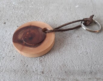 wooden keychain, Cornelian cherry wood keychain, wood key ring, wood key fob, gift for him, unisex gift, unique keychain, gift idea