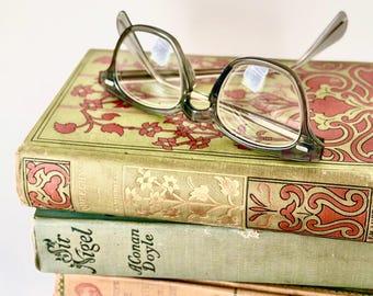 Vintage Welsh Mfg Eyeglass Frames Smoke Gray Plastic Made in USA Size 5 3/4