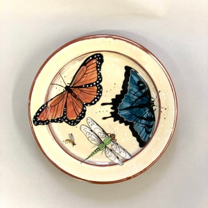 Monarch & Dark Teal SwallowTail Butterfly Plate image 1