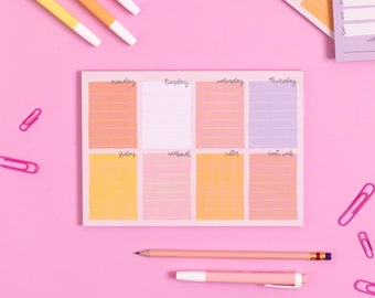 A5 Notepad - Candy - Weekly Planner, Pink Stationery, To Do List