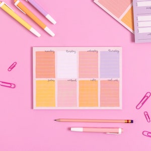 A5 Notepad - Candy - Weekly Planner, Pink Stationery, To Do List