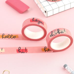 SALE Washi Tape - Bullet Journal / Planner Words - Pink Hello