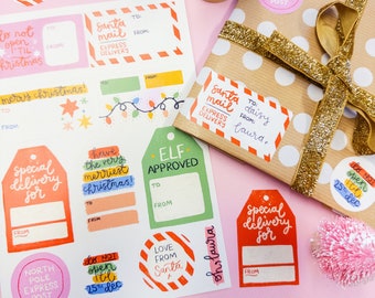 Christmas Tags - Sticker Sheet - Gift Wrapping
