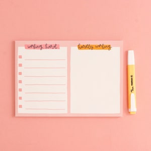 A5 Notepad - Working Hard, Hardly Working, To Do List, Organised, Stationery