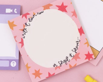 Sticky Notes - Write It Down or Forget it Forever - Pink Stars