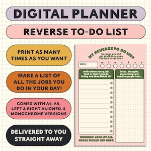 Printable Digital Planner: Reverse To-Do List