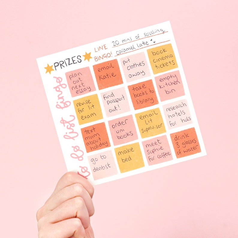 To Do List Bingo - Game Notepad - Square - Fun Organisation Tool - Etsy