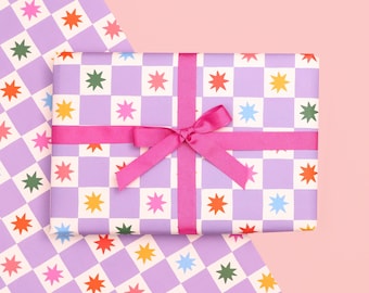 Gift Wrap - Purple Checkerboard