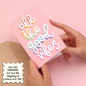 All The Good Vibes - Carte de voeux - Bonne chance / Guérir bientôt