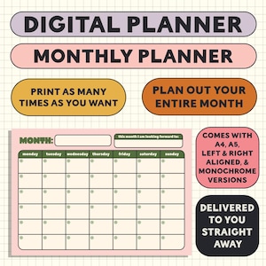Downloadable Monthly Planner: Digital Planner Page