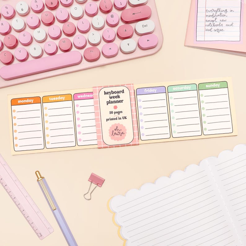 Days of the Week Keyboard Weekly Planner - Etsy