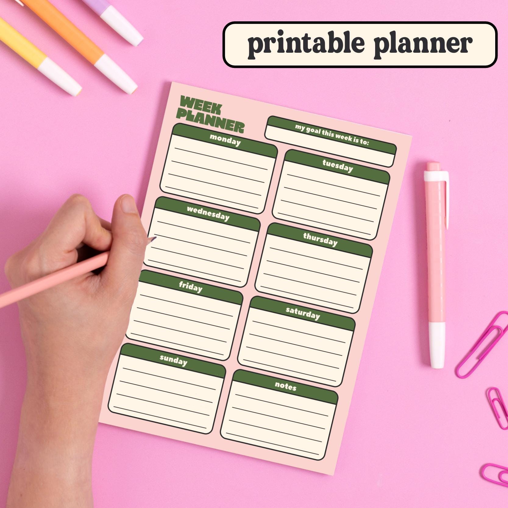 Printable Planner Pages Bundle: Daily, Weekly, Monthly (digital ...