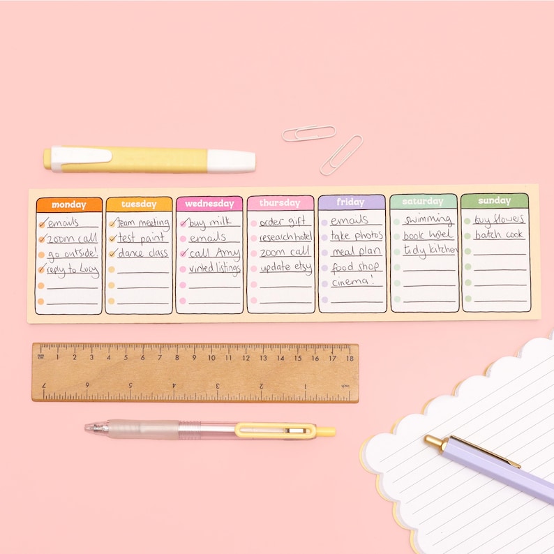 Current Week Tracker Ruler Days of the Week Keyboard Weekly Planner - Etsy