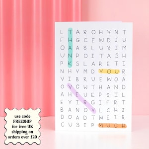 Merci beaucoup - Mots croisés - Carte de voeux
