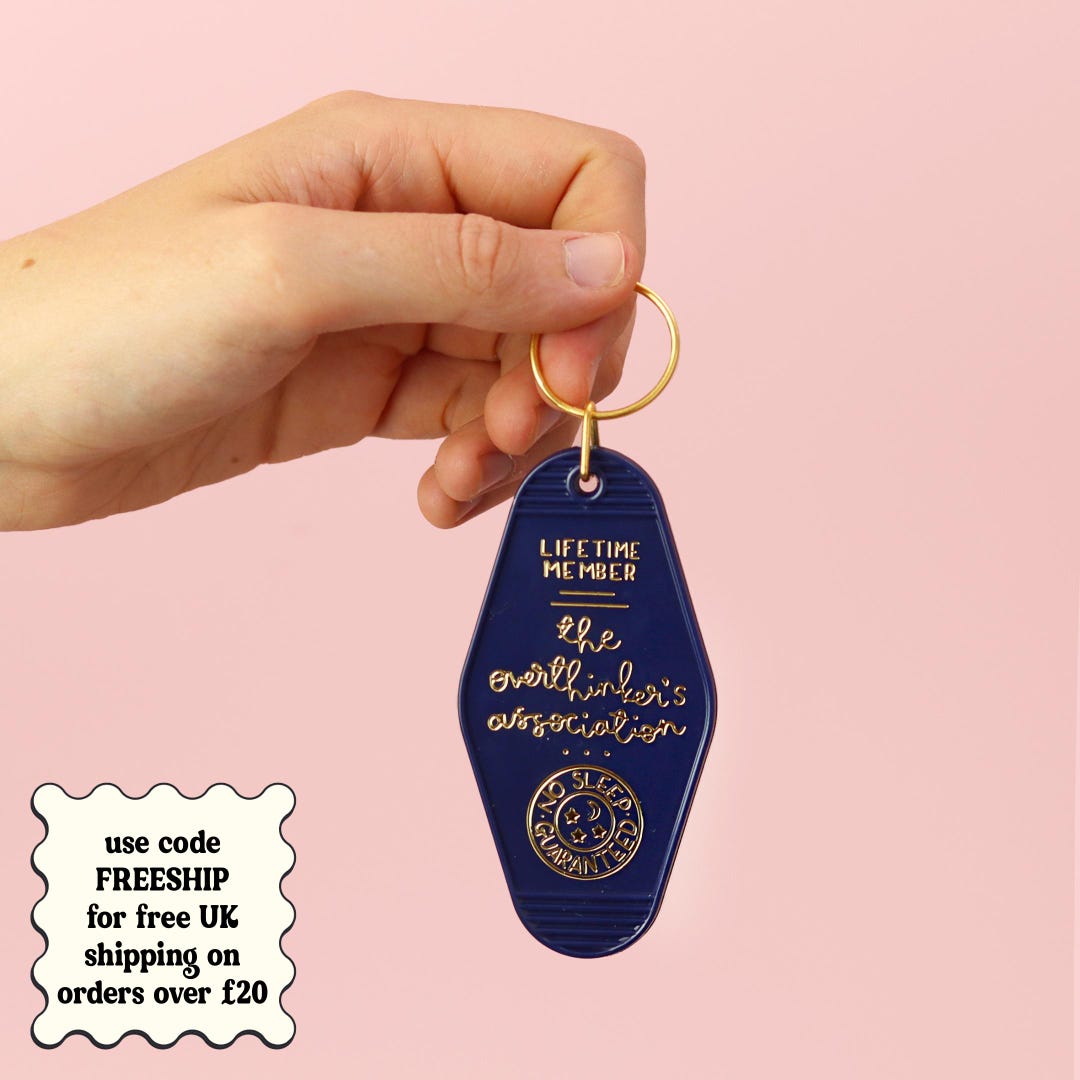 The Overthinker's Association - Motel Keychain - Navy Blue - Etsy UK