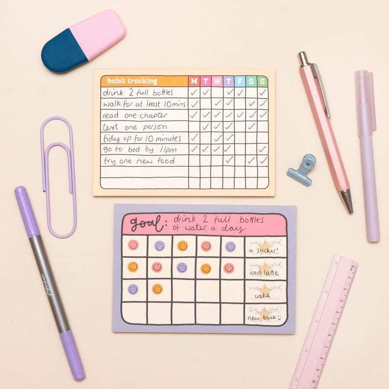 Paperclip Track A6 Habit Tracker Notepad - Etsy