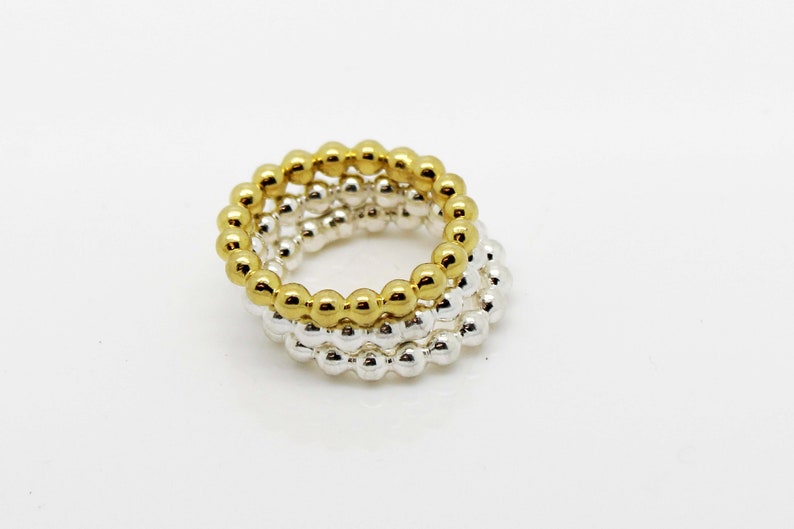 Sterling silver Bubble Stacking Ring in silver or Gold Bead Bubble Rings