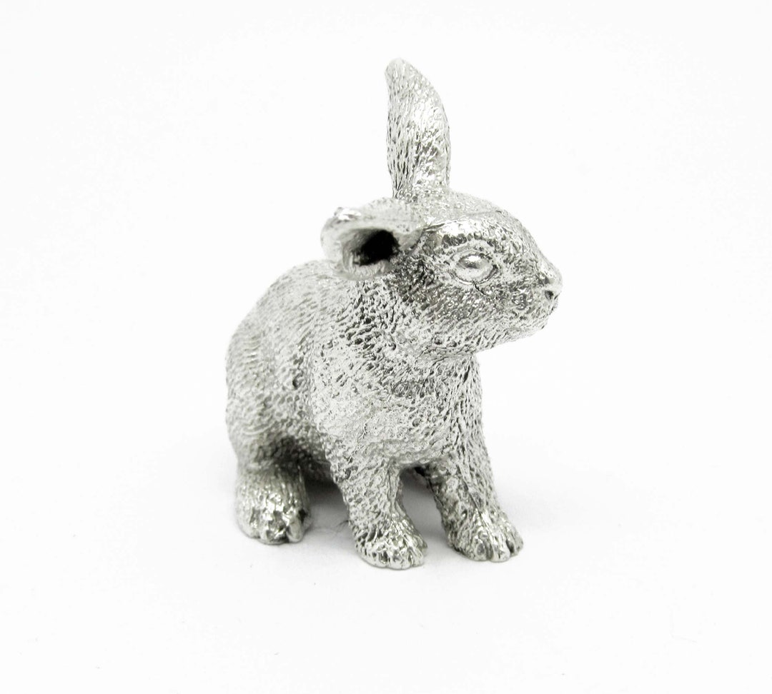 Stuffed Silver Rabbit English Made Hallmarked Solid Sterling Silver Bunny Rabbit Animal Model ...