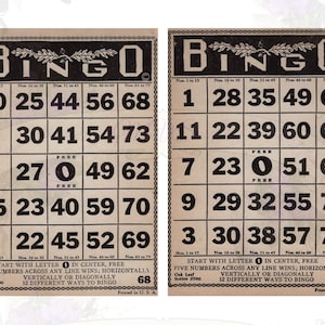 Vintage Bingo cards! Ephemera ready for you to create! Qty 5 one duplicate