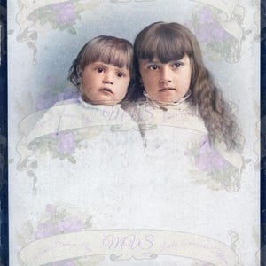 Vintage Photo Cabochon Karte 2 Schwestern Exklusiv! Kolorierte Originale, Sepia und Daguerreotypie, alle Größen passen auf den Bildschirm