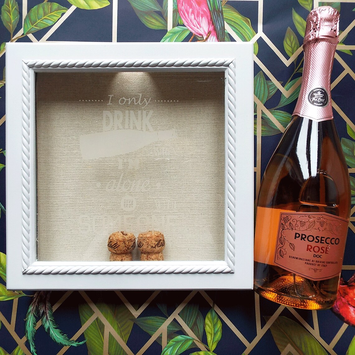 Wine Cork Shadow Box Shadow Box Display Case Prosecco Wine Etsy
