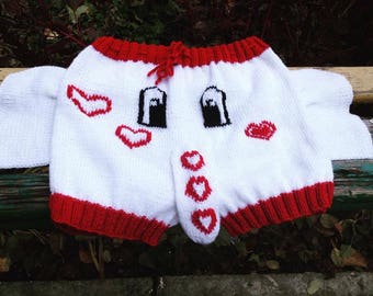 Briefs Shorts Love elephant, knitted briefs, men's briefs, boy gift, woolen shorts, Christmas gift