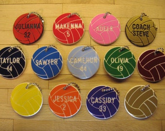 volleyball gifts, girls volleyball team gifts, personalized volleyball bag tags