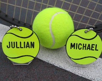tennis gifts, personalized tennis gifts, tennis bag tags, tennis team gifts