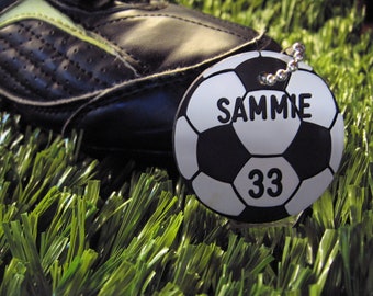 soccer team gifts, soccer bag tags, personalized soccer gifts