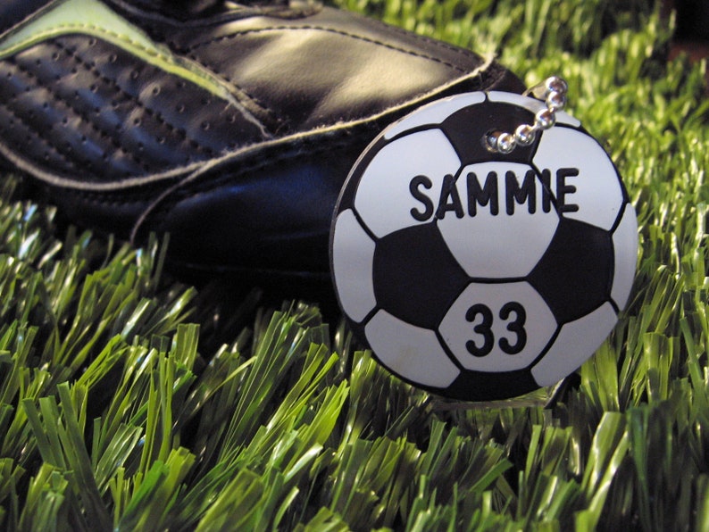 soccer team gifts, soccer bag tags, personalized soccer gifts